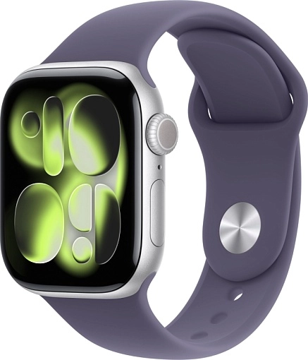 Apple Watch Series 11 42 мм, серебристый, ремешок цвета «фиолетовый туман», размер S/M